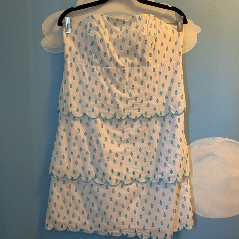 Lilly Pulitzer strapless white and blue dress